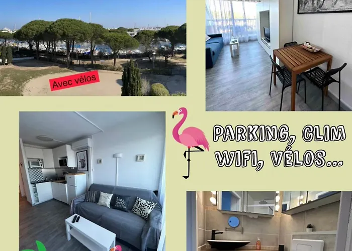 Studio Vue Port, Parking Prive, Terrasse, Clim